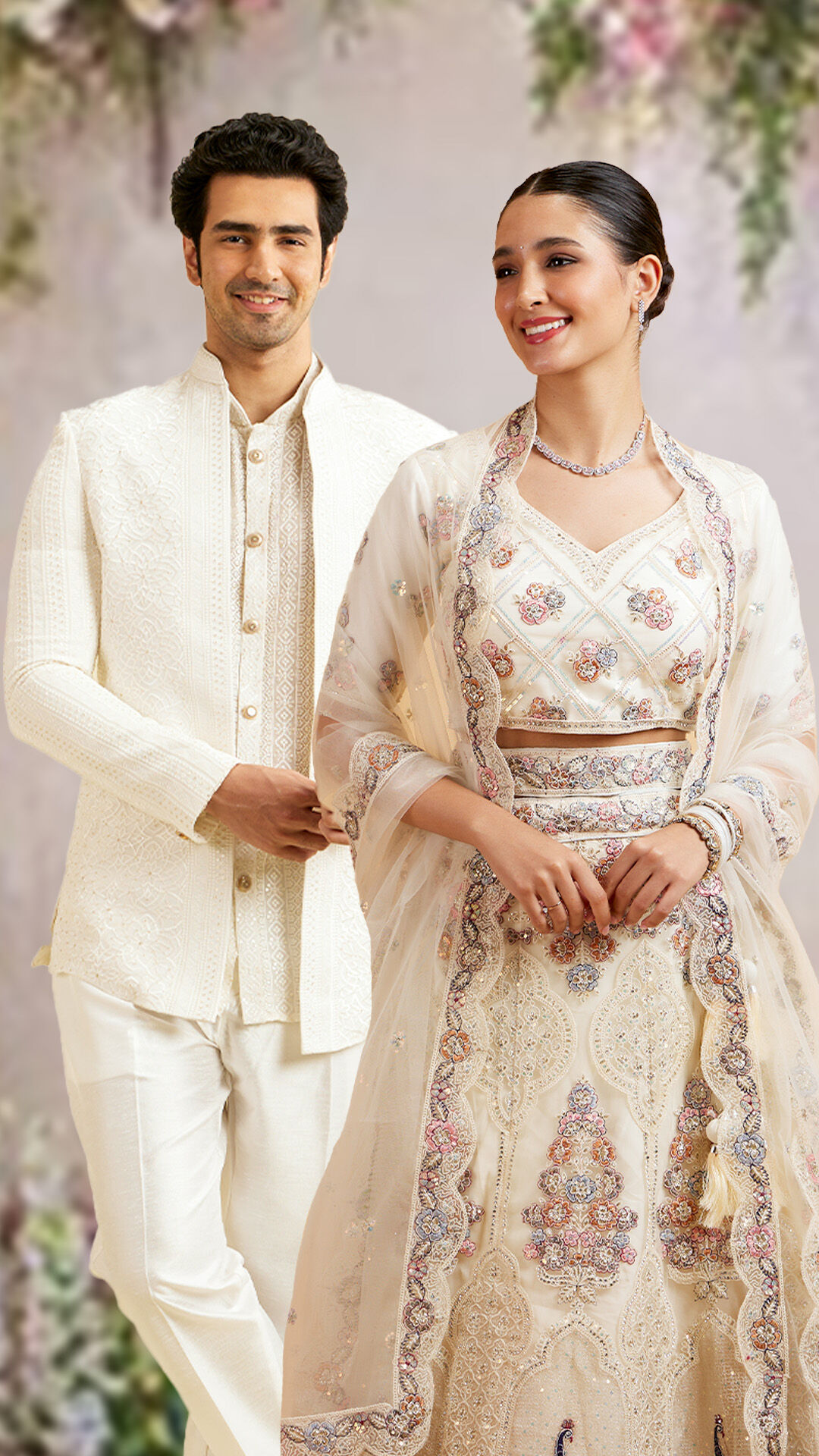 Bride and groom  flaunting a monochrome engagement look look